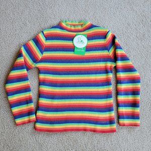 NWT kids or petite adult retro 70's style ribbed cropped striped shirt